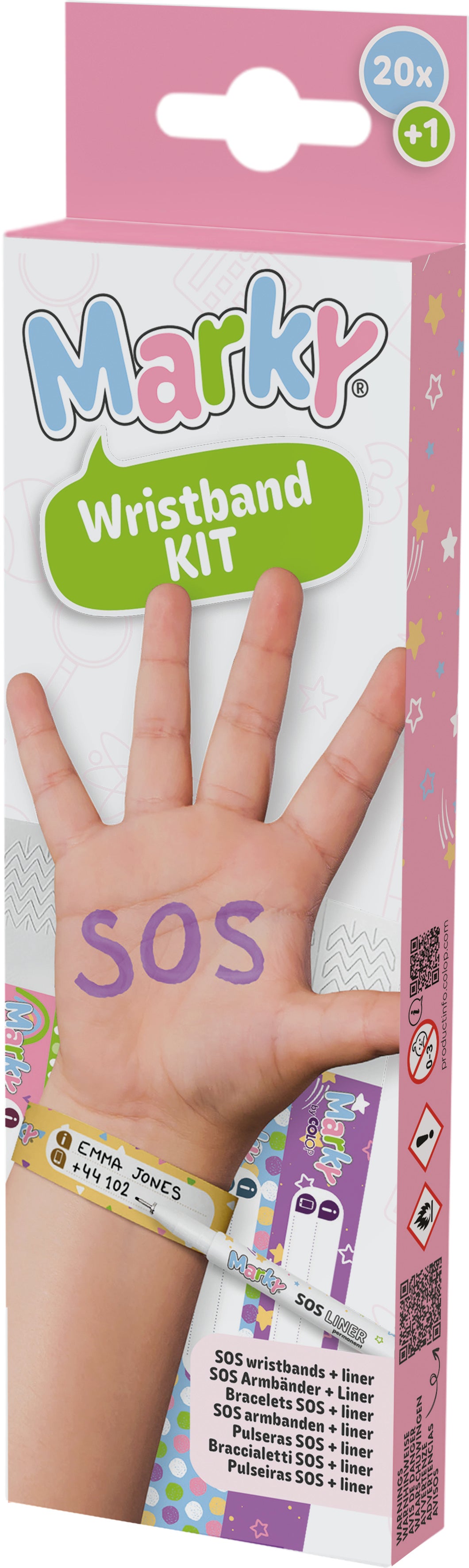 COLOP MARKY – SOS-Armbänder – 20 Stück mit Permanent-Liner – Standard