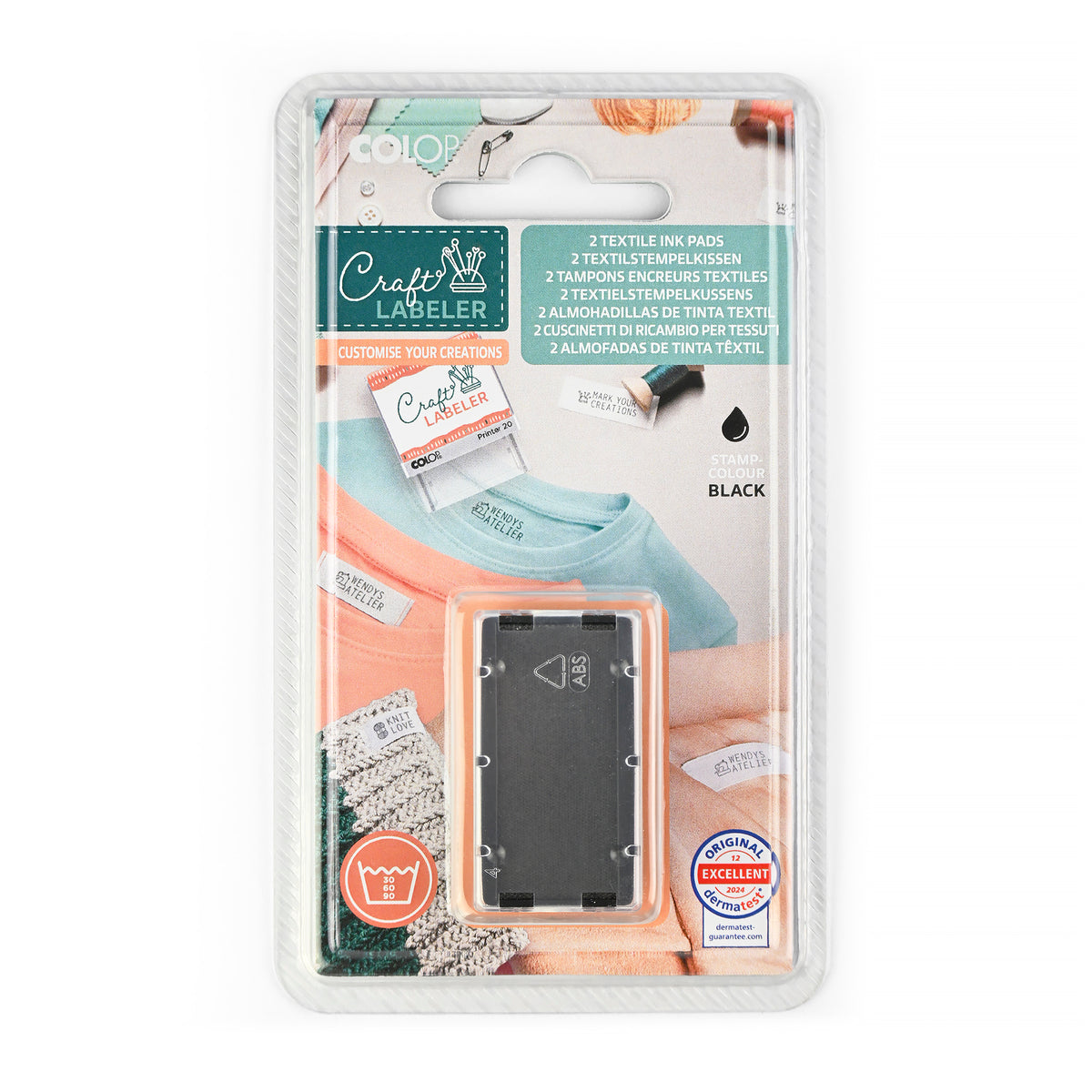 COLOP Craft LABELER – Textil-Ersatzkissen E/20 – 2 Stück – Standard