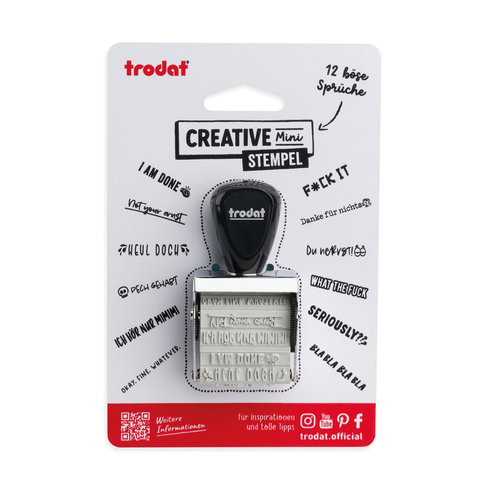 Trodat Creative Mini – Stempel und Kissen Set – Nette Botschaften Englisch