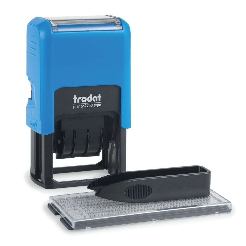 Trodat Printy 4750 Typomatic himmelblau mit Zeichensatz und Pinzette